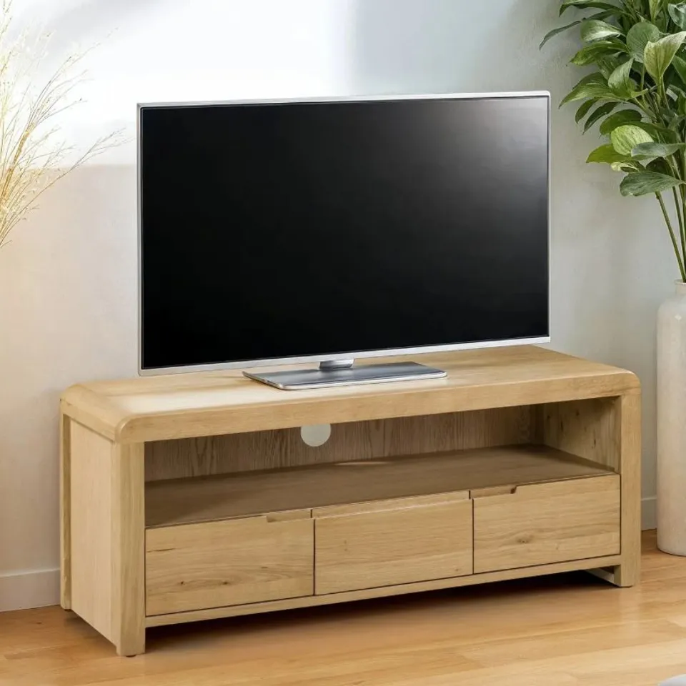 BOXED JULIAN BOWEN CURVE OAK TV UNIT (1 BOX)