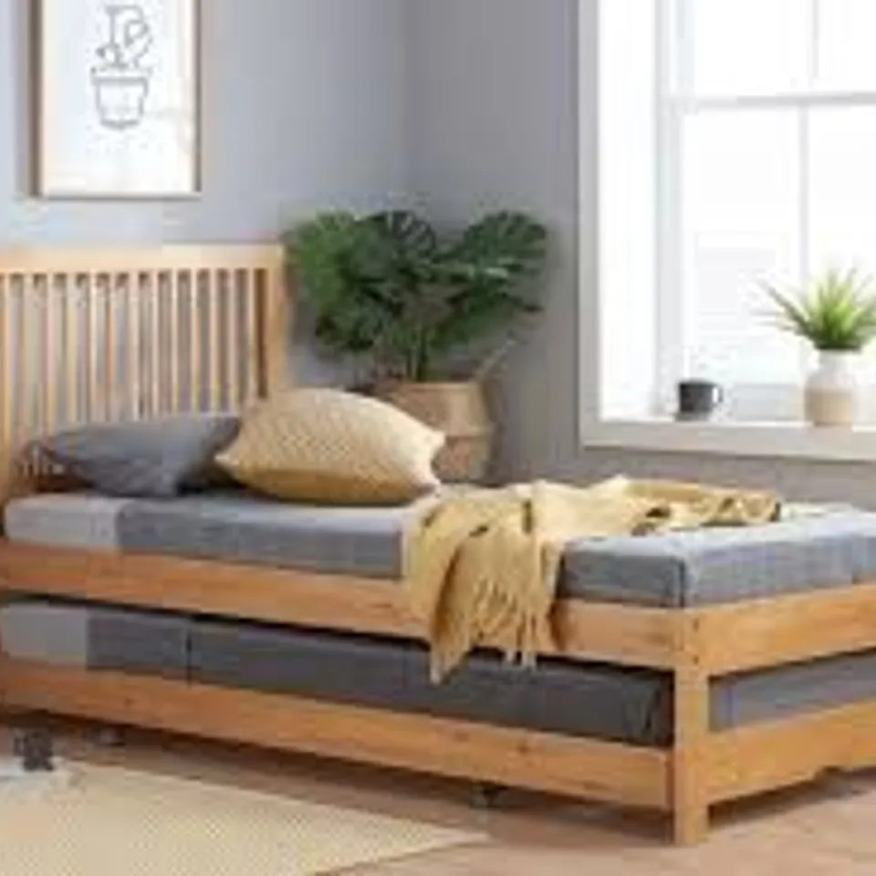 BOXED BIRLEA 90cm BUXTON GUEST BED - HONEY PINE (2 BOXES)