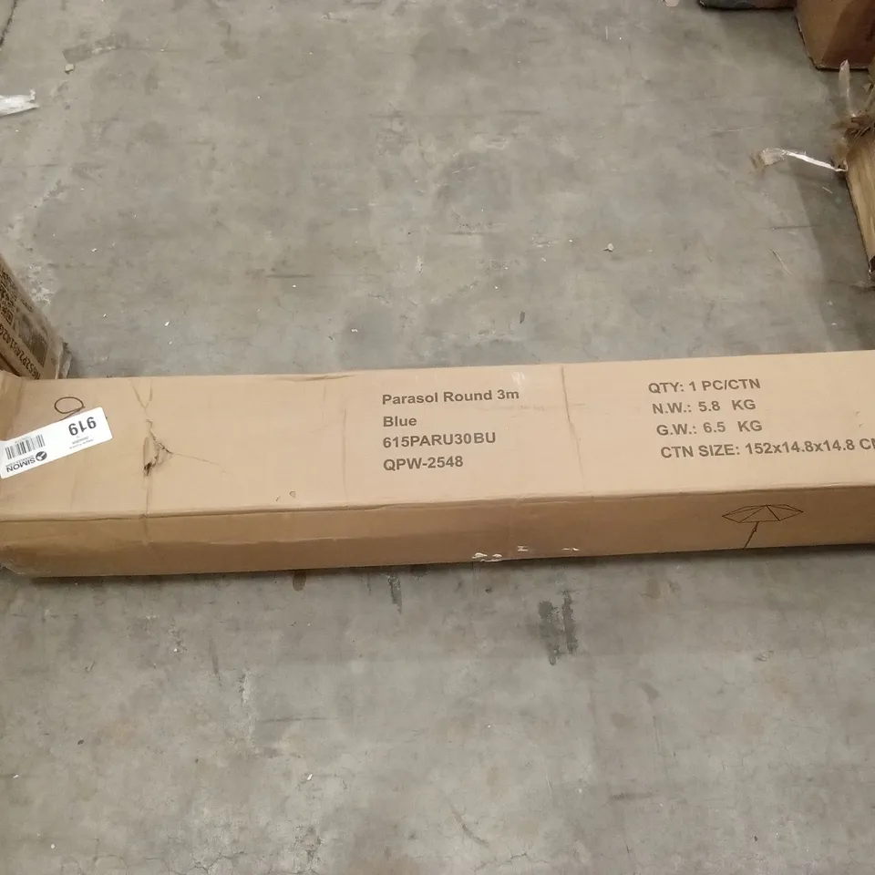Boxed parasol round 4m - blue