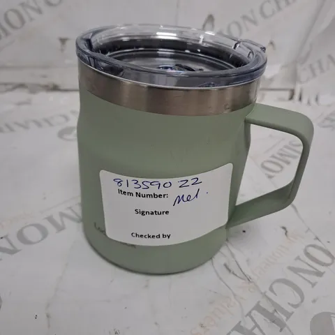 OUTLET LOCK & LOCK PAIR OF INSULATED STAINLESS STEEL MUGS WITH LID - GREY AND GREEN