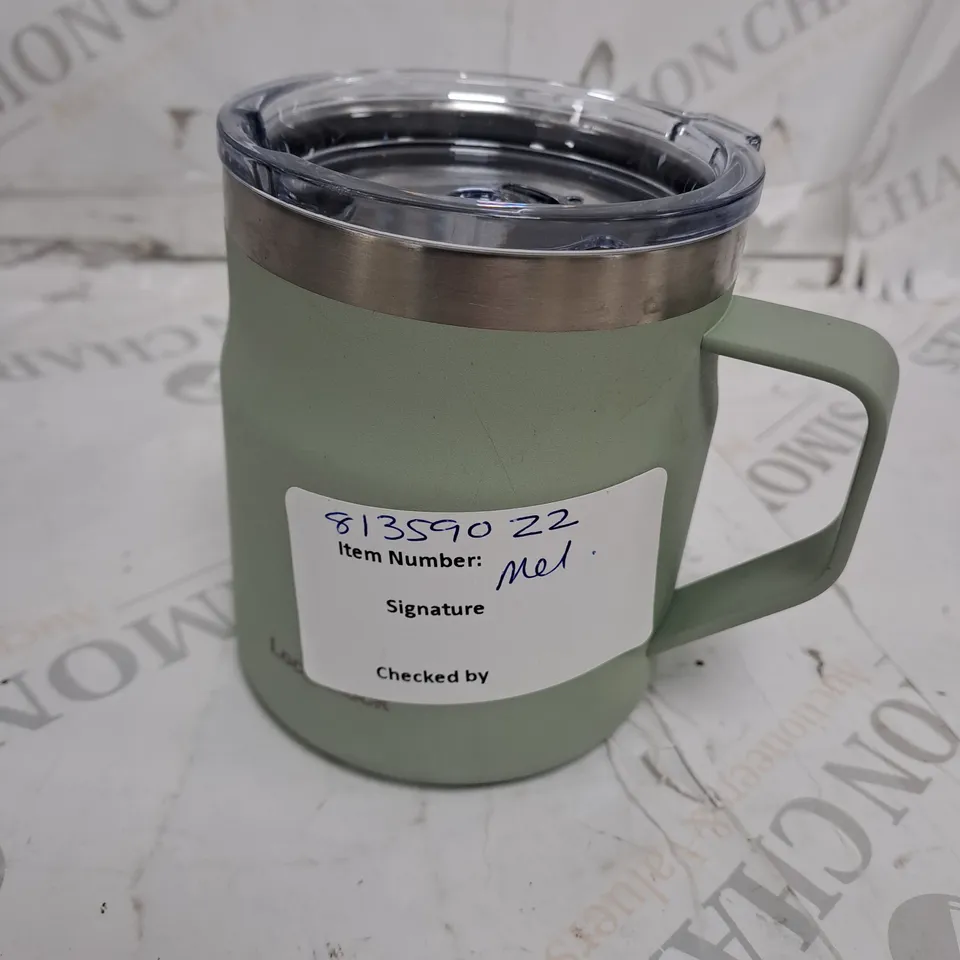 OUTLET LOCK & LOCK PAIR OF INSULATED STAINLESS STEEL MUGS WITH LID - GREY AND GREEN