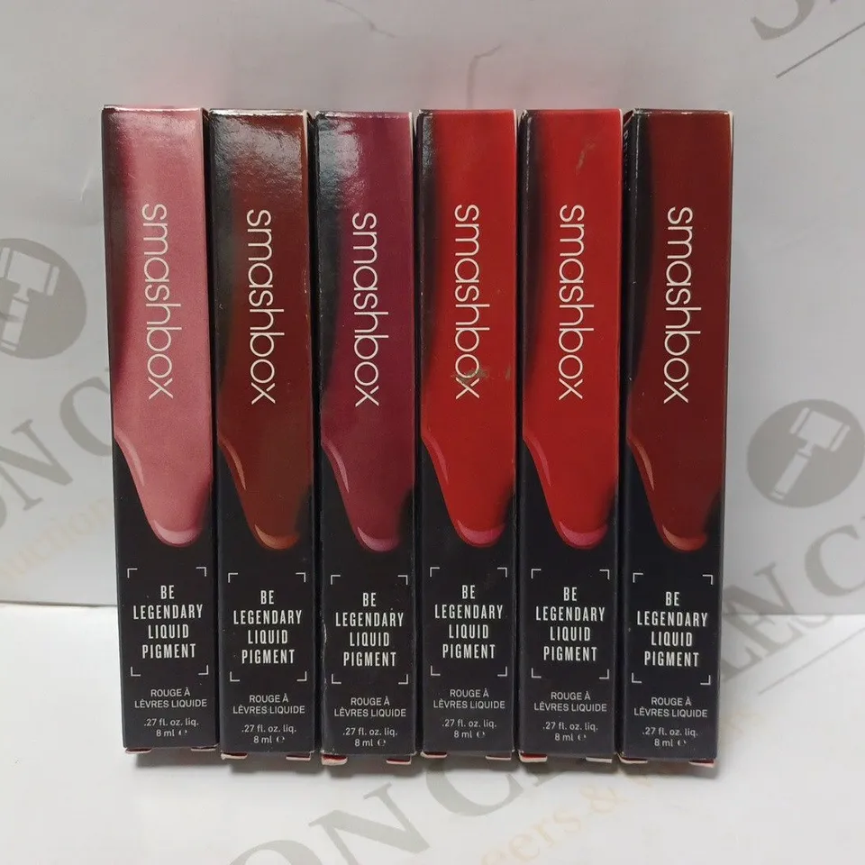 LOT OF APPROX 6 ASSORTED SMASHBOX BE LEGENDARY LIQUID PIGMENT LIPGLOSS TO INCLUDE BAD APPLE, BRICK TRICK, CRUSH IT, ETC 