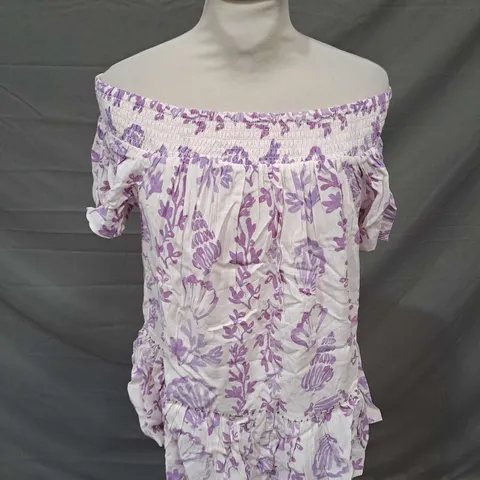 MONSOON ELDORIS TOP IN PINK/PURPLE FLORAL SIZE S