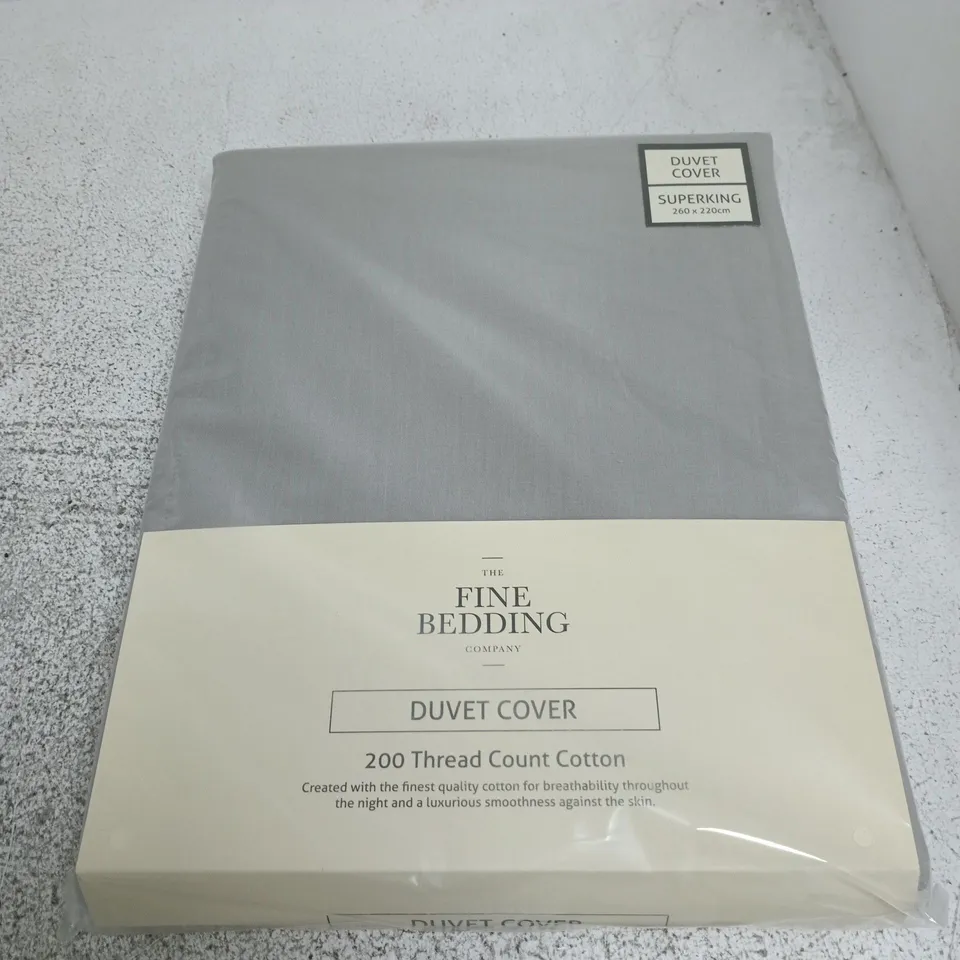 6 THE FINE BEDDING COMPANY 200 THREAD COUNT COTTON DUVET COVERS IN GREY - SUPER KING