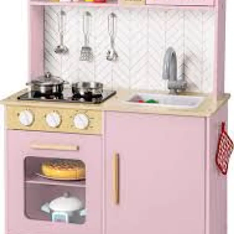 BOXED COSTWAY PINK KIDS KITCHEN PLAYSET LIGHTS SOUNDS