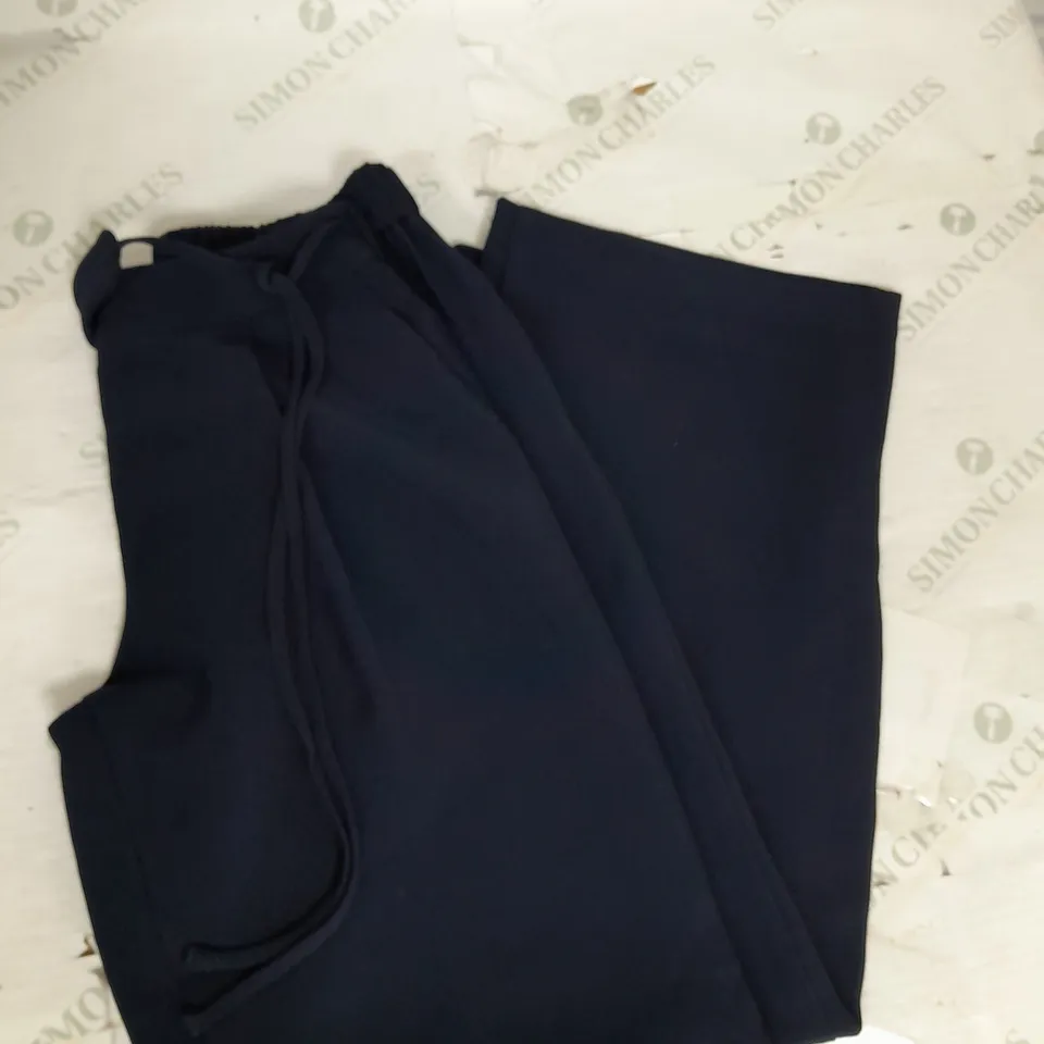 ZARA WIDE LEG TIE WAIST TROUSERS IN NAVY SIZE S