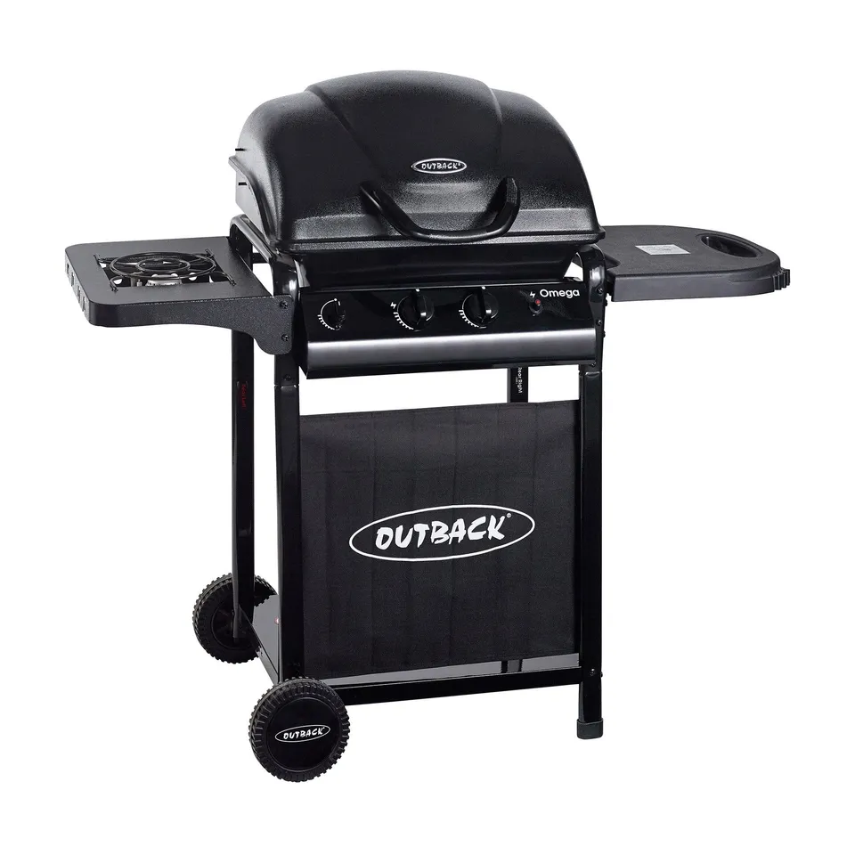 BOXED OUTBACK OMEGA 250 BLACK GAS BBQ