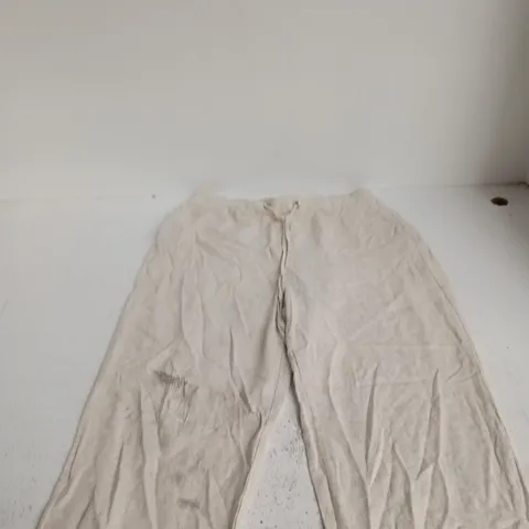 ROMAN LINEN FULL-LENGTH TROUSERS – UK 14 (BEIGE)
