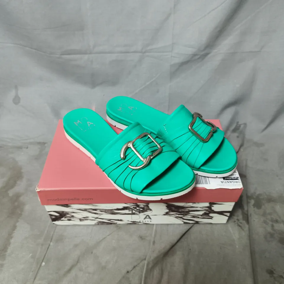 MODA PELLE TURQUOISE SLIDE SANDALS – WOMEN'S FOOTWEAR EU SIZE 39