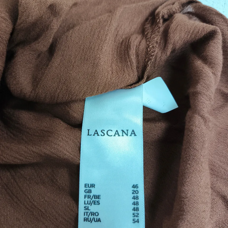 LASCANA BROWN BUTTON-FRONT SHIRT, UK 20 (EU 46)