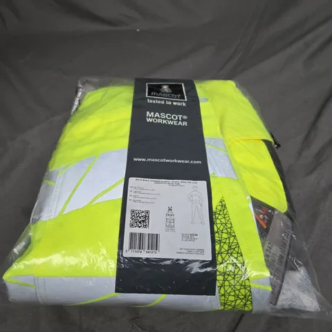 MASCOT ACCELERATE SAFE BIB & BRACE WITH KNEEPAD POCKETS - HI-VIS YELLOW/BLACK SIZE 40.5