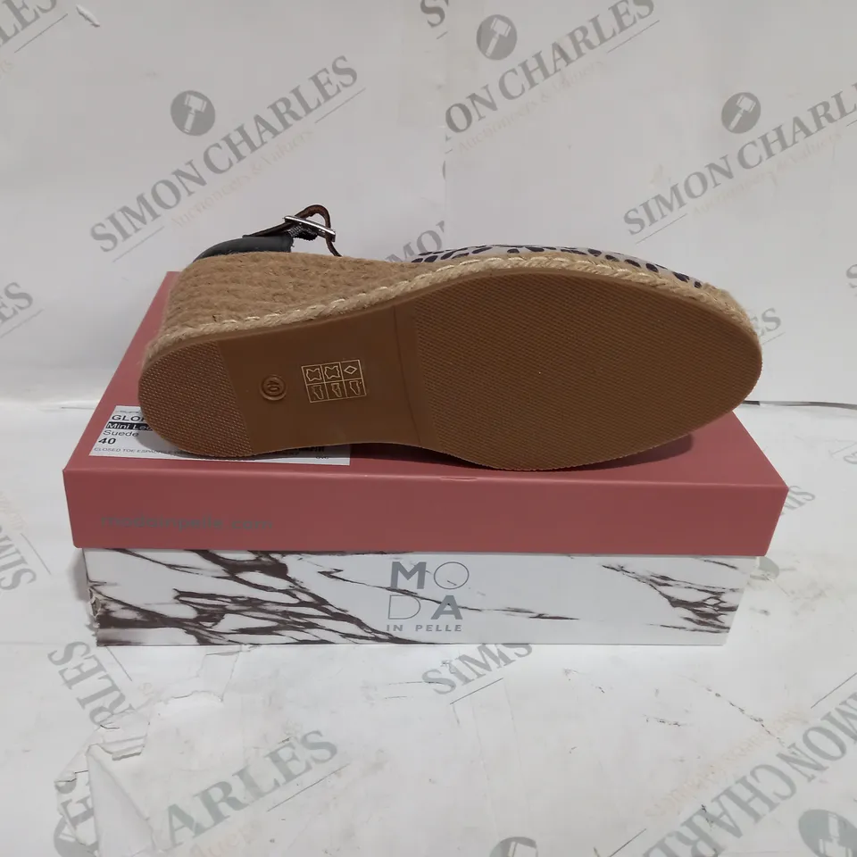 BOXED MODA GLORIA MINI LEOPARD WEDGE SHOES SIZE 40