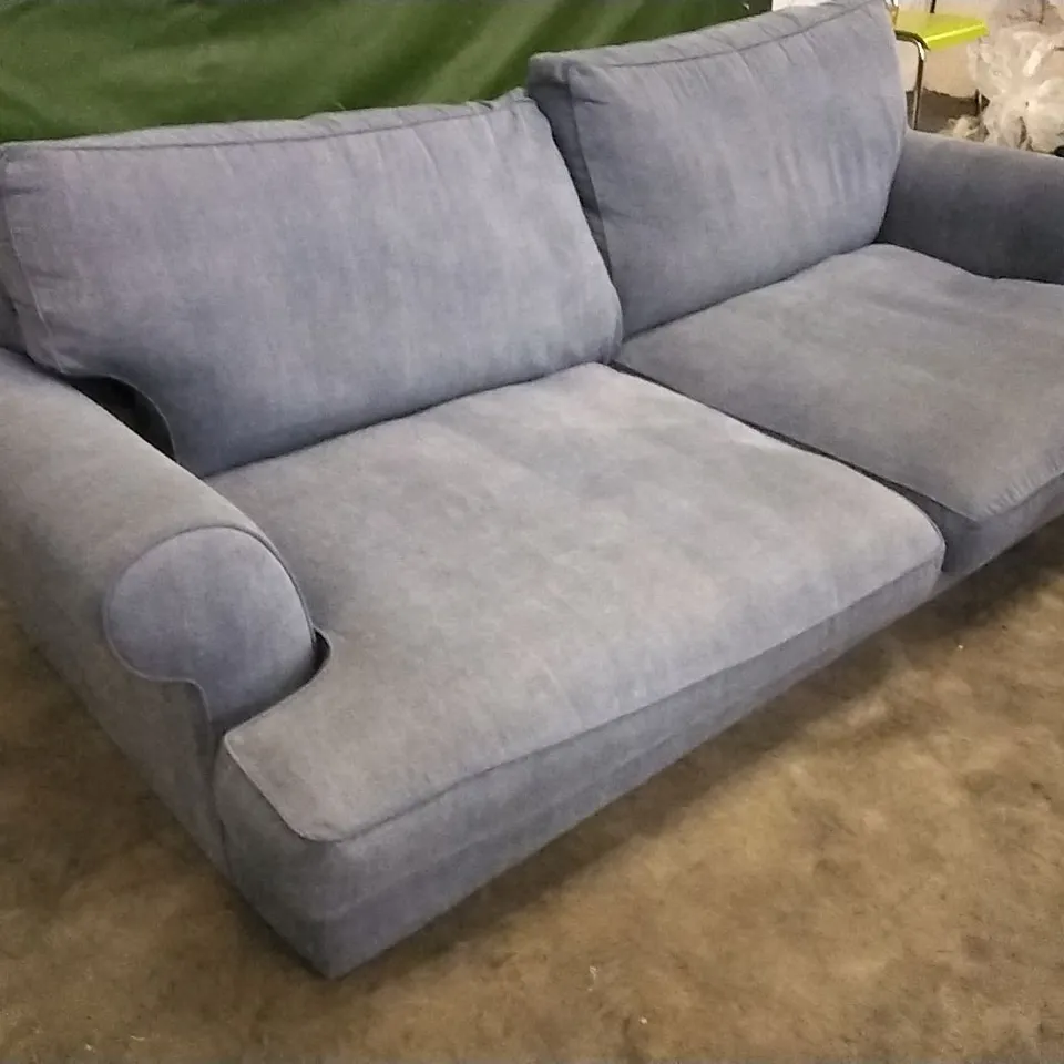 QUALITY DESIGNER LOUNGE CO BRIONY 4 SEATER SOFA LIGHT BLUE FABRIC