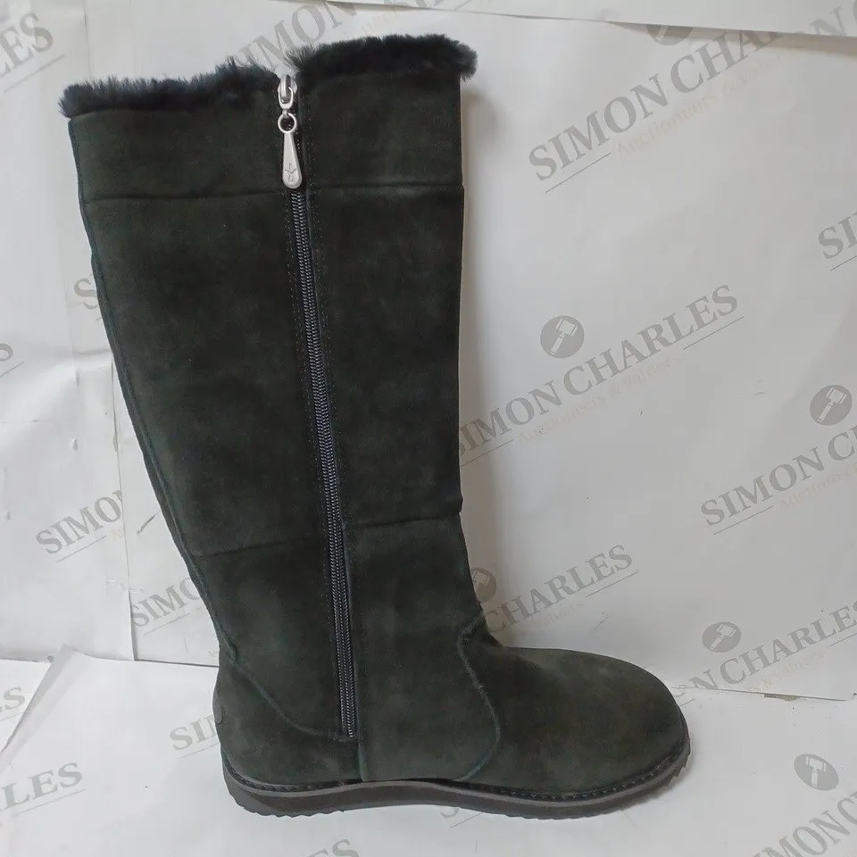 EMU AUSTRALIA "MOONTA" WATERPROOF KNEE LEATHER BOOTS, BLACK - SIZE 6