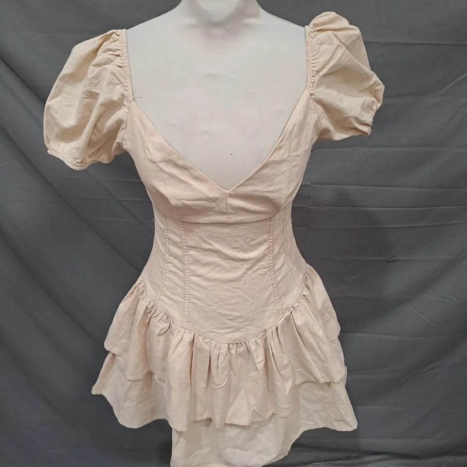 I SAW IT FIRST CORSET STYLE MINI DRESS IN BEIGE SIZE 8