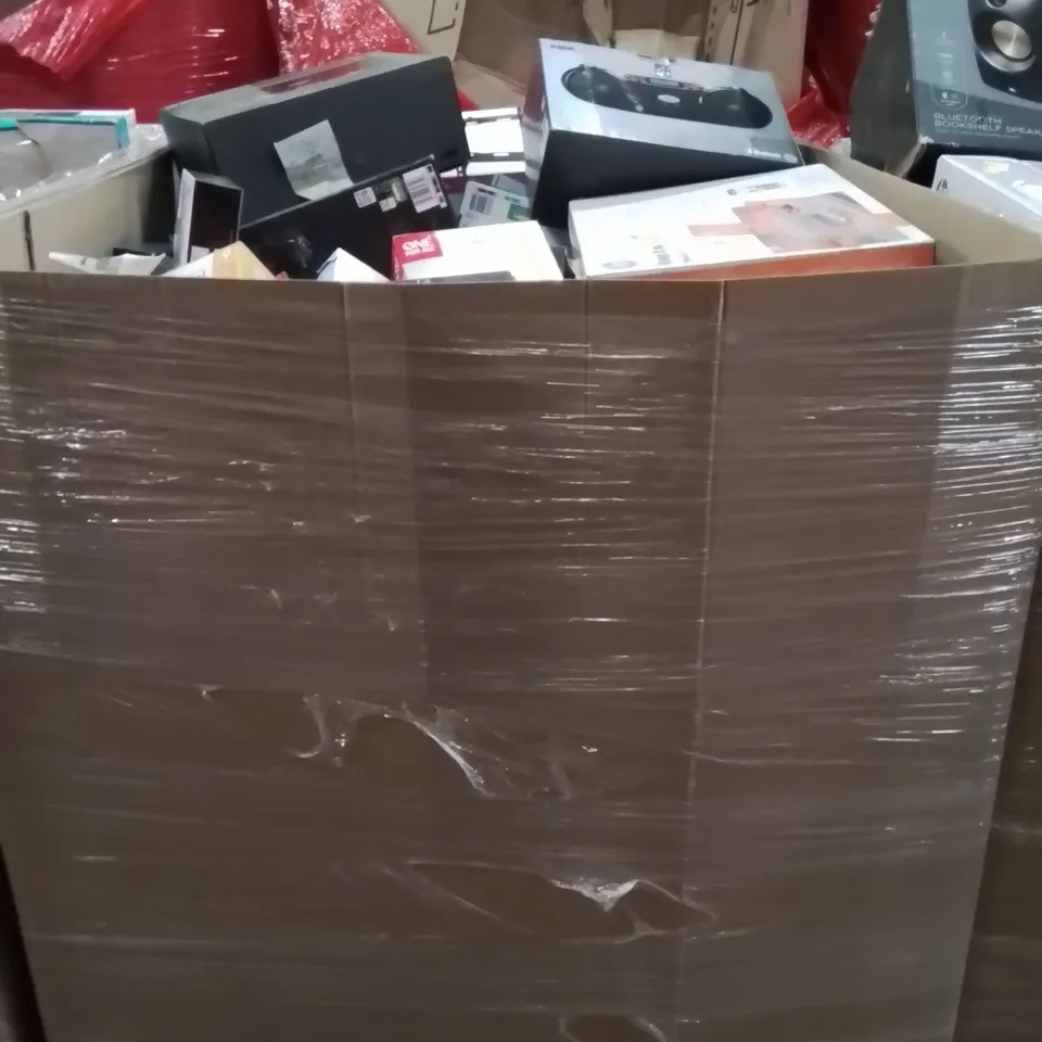 PALLET CONTAINING VERY LARGE AMOUNT OF SPEAKERS, HEADPHONES, PRINTERS AND OTHER ELECTRONIC ITEMS