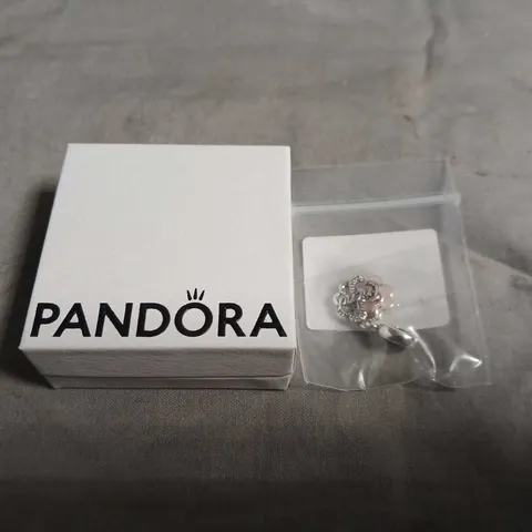 PANDORA CHARM – SILVER WITH PINK ACCENT, BOXED