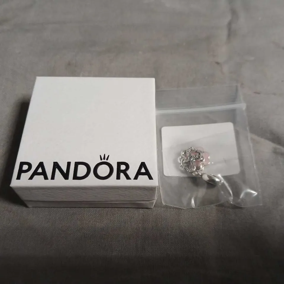 PANDORA CHARM – SILVER WITH PINK ACCENT, BOXED