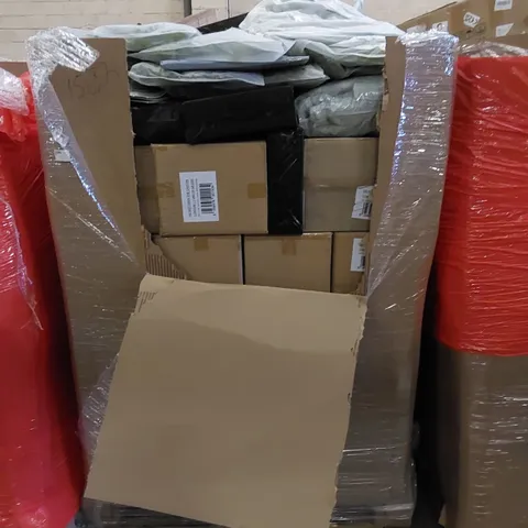 PALLET TO CONTAIN ASSORTED HOUSEHOLD ITEMS AND CONSUMER PRODUCTS. INCLUDES BOXES OF DUST SHEETS, ARTIFICIAL PLANTS ETC