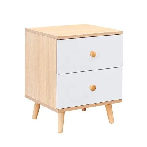 BOXED 2 DRAWER CHEST OF DRAWERS IN NATURAL WOOD COLOUR (1 BOX)