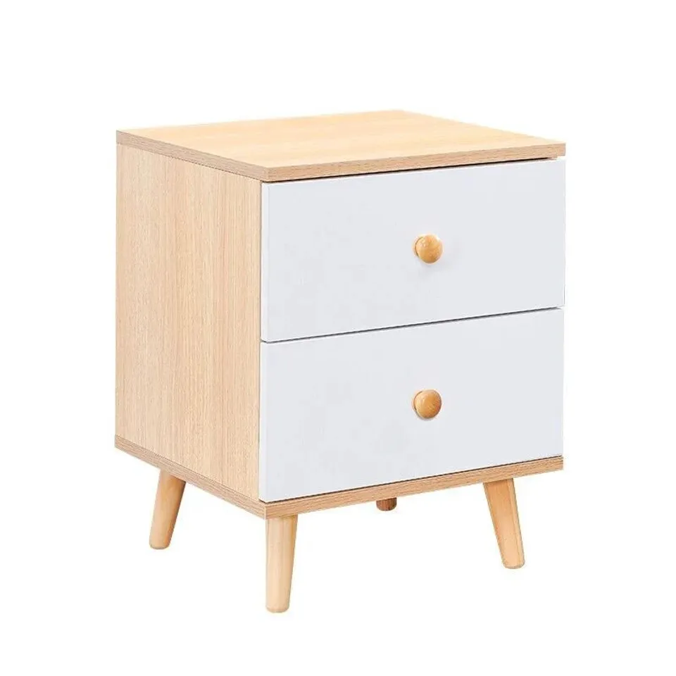 BOXED 2 DRAWER CHEST OF DRAWERS IN NATURAL WOOD COLOUR (1 BOX)