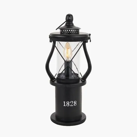 BOXED GIBSON BLACK WOOD LANTERN TABLE LAMP