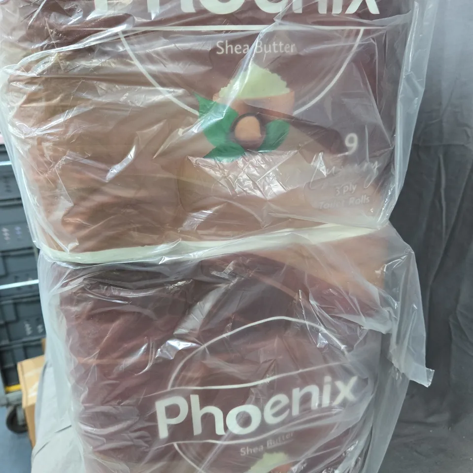 APPROXIMATELY 10 PACKS OF PHOENIX SHEA BUTTER 3 PLY TOILET ROLLS