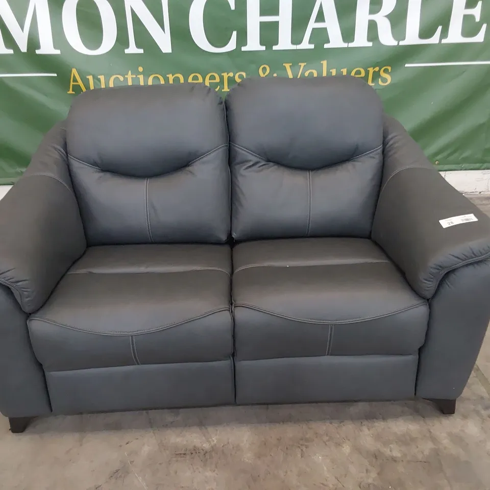 QUALITY BRITISH DESIGNER G PLAN JACKSON TWO SEATER SOFA CAMBRIDGE PETROL BLUE LEATHER