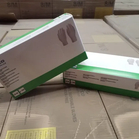 PALLET OF APPROXIMATELY 56 INTCO VINYL DISPOSABLE GLOVES 100PK BOXES - MEDIUM