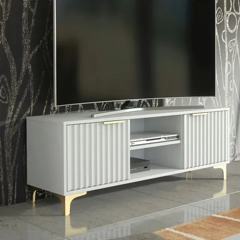 BOXED MEX 120 CM TV STAND AND SIDEBOARD WITH GOLD LEGS