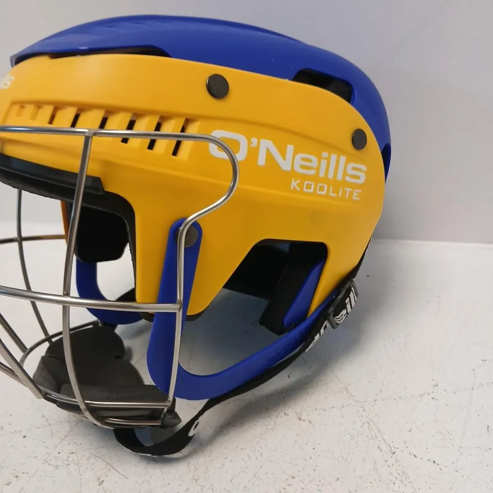 O'NEILLS KOOLITE HURLING HELMET – BLUE & YELLOW, WITH FACE CAGE