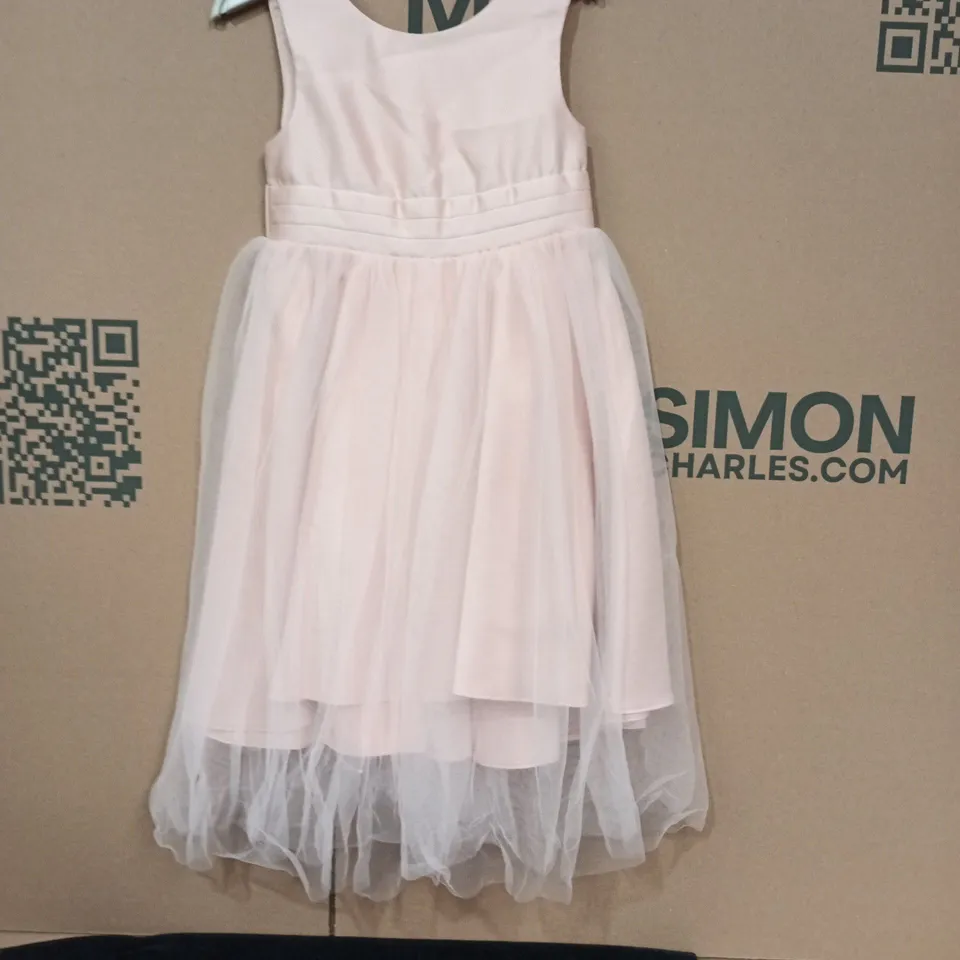 GIRLS' PINK PARTY DRESS WITH BOW AND TULLE OVERLAY – KID'S FORMAL WEAR