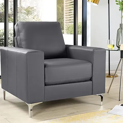 BOXED BALTIMORE ARMCHAIR, GREY PREMIUM FAUX LEATHER (1 BOX)