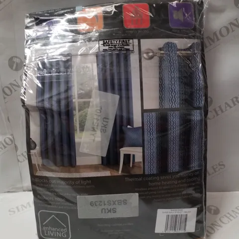 BRAND NEW ENHANCED LIVING MIAMI 168×229CM BLOCKOUT THERMAL CURTAINS - NAVY