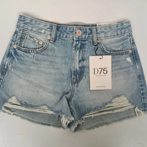 STRADIVARIUS DISTRESSED DENIM SHORTS IN BLUE SIZE UK 8