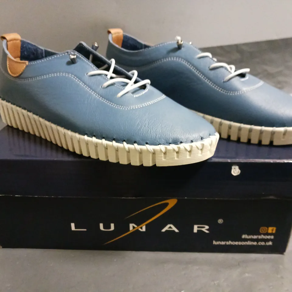 BOXED PAIR OF LUNAR SHOES IN BLUE UK SIZE 4