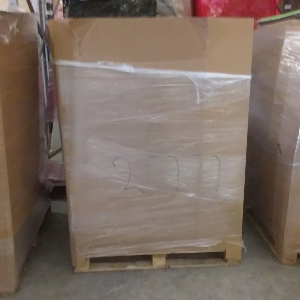 PALLET OF ASSORTED ITEMS INCLUDING FITUEYES TV STAND WITH MOUNT, AIR COOLER, LANGXUN ROUND METAL BALLOON ARCH KIT, WOLFWISE, BERSSEN AIR CIRCULATION FAN, FOLDING TABLE 