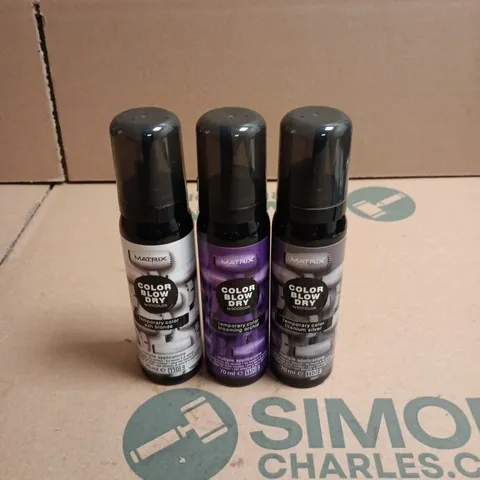 APPROXIMATELY 22 X ASSORTED MATRIX COLOR BLOW DRY HAIR CARE PRODUCTS TO INCLUDE ASH BLONDE, TITANIUM SILVER ETC