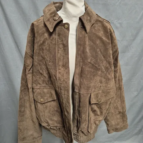 ZARA LEATHER JACKET IN BROWN - LARGE