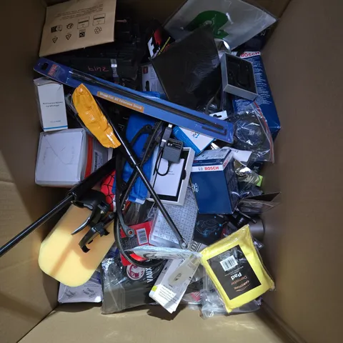 BOX OF ASSORTED CAR ITEMS TO INCLUDE TOOLS - AIR FRESHENERS - BLUETOOTH ADAPTORS - COLLECTION ONLY 