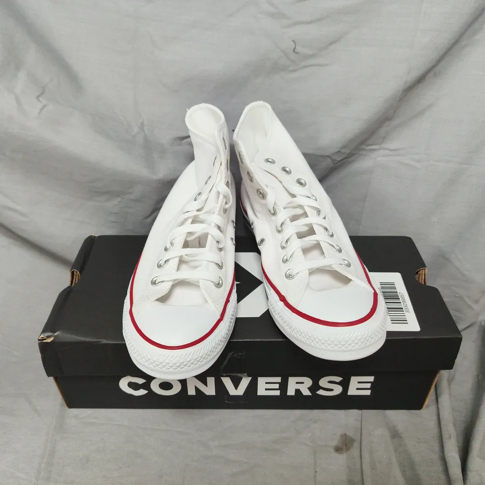 BOXED CONVERSE WHITE WIDE HI-TOP TRAINERS - UK 6.5