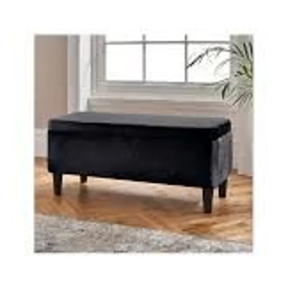 BOXED HOMESDIRECT365 BLACK STORAGE BENCH