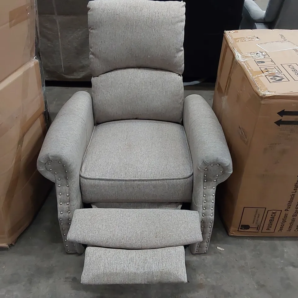 LIGHT GREY FABRIC RECLINING ARM CHAIR (1 ITEM)