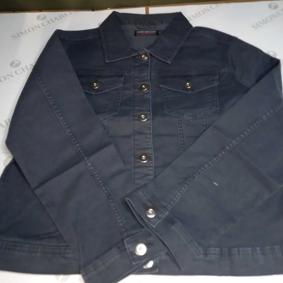 KURT MULLER COTTON BI STRETCH DENIM JACKET - SIZE 16