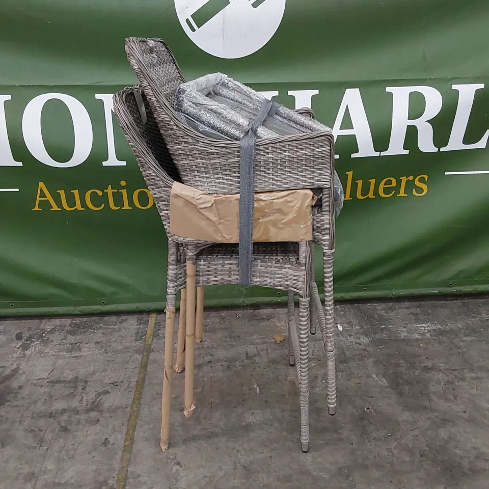 PAIR OF PORTO PATIO BAR STOOLS IN GREY