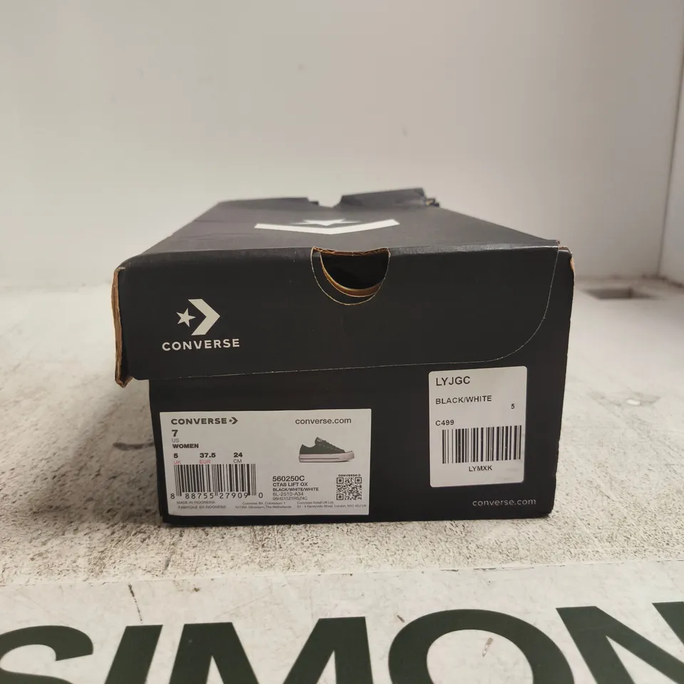 CONVERSE CHUCK TAYLOR ALL STAR LIFT OX SNEAKERS – BLACK/WHITE (BOXED) UK5 (US7)