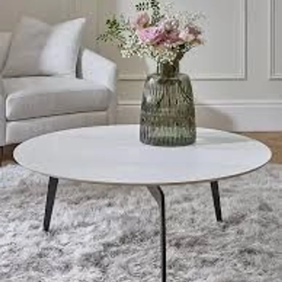 BRAND NEW BOXED STILETTO CERAMIC TOP COFFEE TABLE - WHITE (1 BOX)