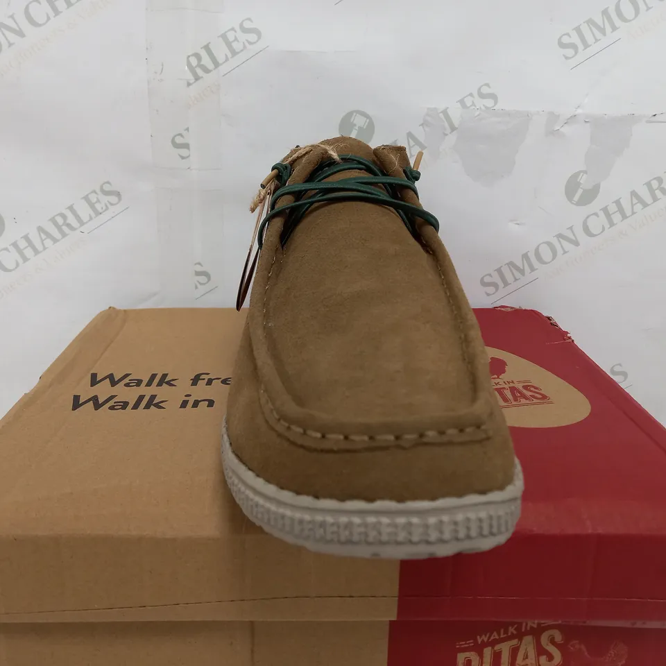 BOXED PAIR OF WALK IN PITAS CAMEL LACE UP SHOES - EU 45