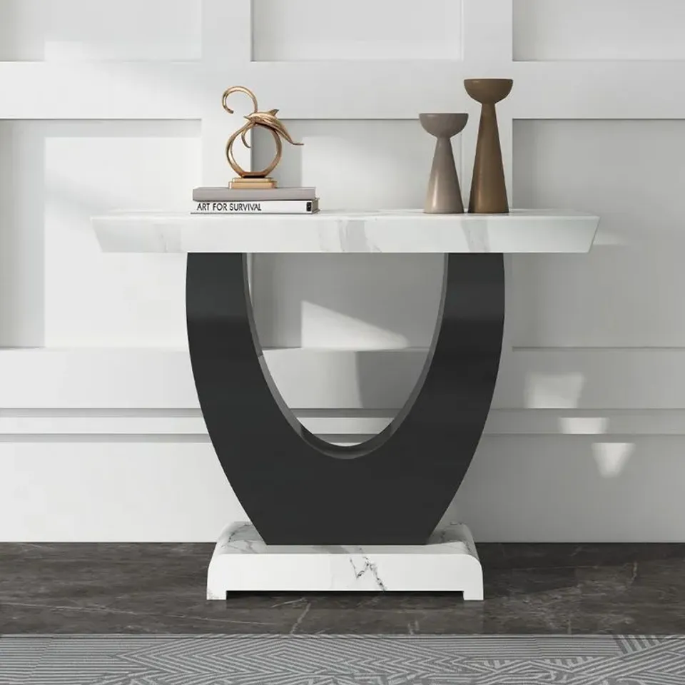 BOXED MADRID CONSOLE TABLE - WHITE MARBLE (3 BOXES)