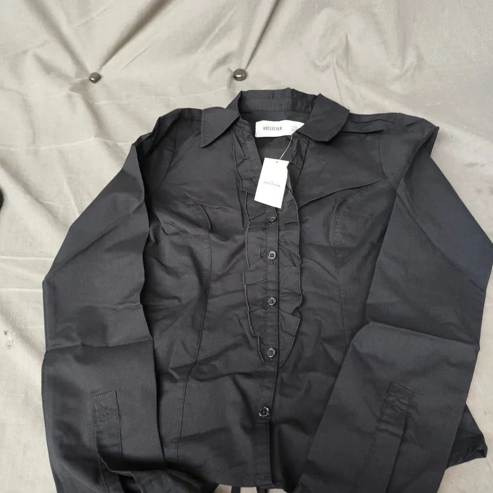 HOLLISTER BLACK WOMEN'S BLOUSE SHIRT UK 4 (XXS)